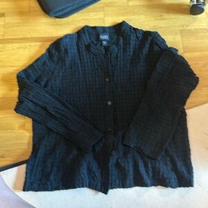 Eileen Fisher black waffle button blouse - Large